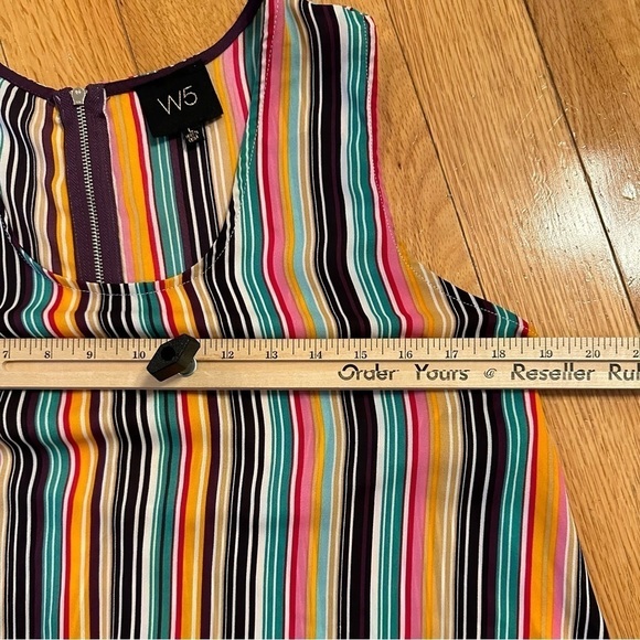 W5 Sleeveless Vertical Striped Tank Top Size Large Multicolor High Low Women’s - Picture 6 of 6